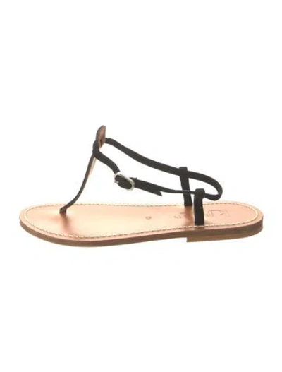 Pre-owned Kjacques Leather T-strap Sandals W/ Tags In Black