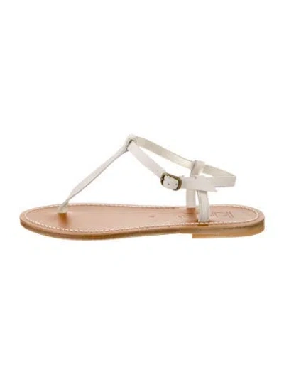 Pre-owned Kjacques Leather T-strap Sandals In White