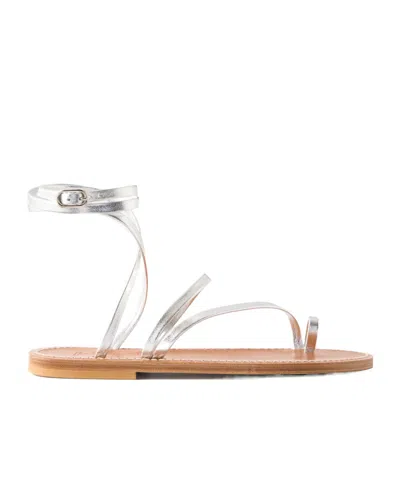 Kjacques Widow Metallic Leather Thong Sandals In Silver