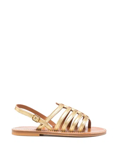 Kjacques Metallic-effect Strappy Flat Sandals In Yellow
