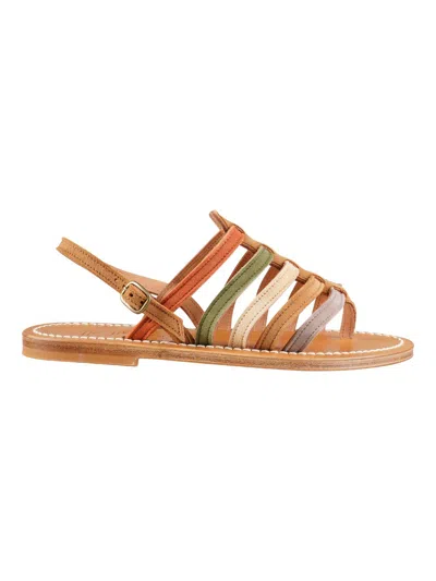 Kjacques Multicolour Leather Sandals For Women Ss22 In Tan