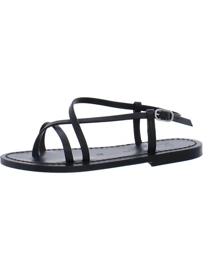 Kjacques K.jacques Women's Muse Leather Strappy Flat Thong Sandals In Black