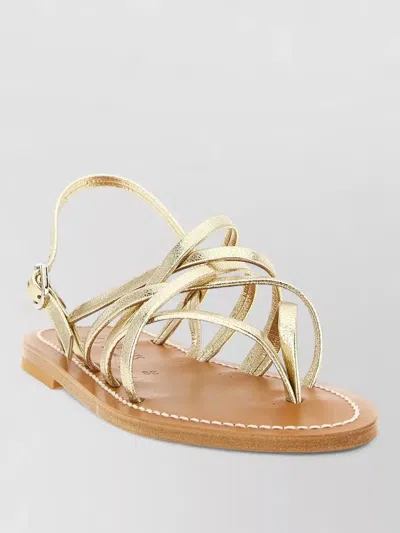 Kjacques Pandora Flat Sole Metallic Strappy Sandals In Gold