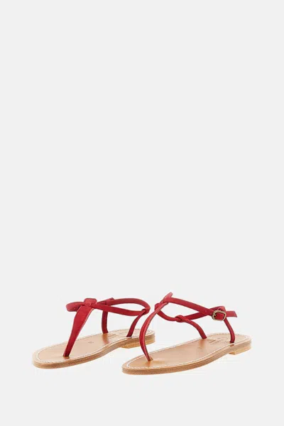 Kjacques Picon Lizard-effect Leather Sandals In Red