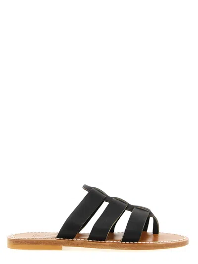 K.jacques Saint Tropez Black Leather Sandals