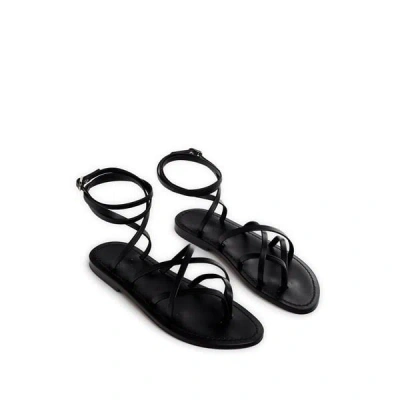 Kjacques Flat Leather Sandals In Black