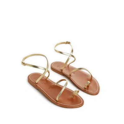 Kjacques Flat Leather Sandals In Brown
