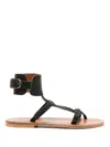 Kjacques Ankle-cuff Flat Sandals In Black