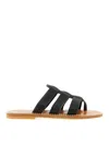Kjacques Dolon Leather Three-strap Sandals In Black