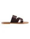 Kjacques Crossover-strap Calf-leather Slides In Brown