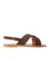 Kjacques Solid Suede Sandals In Brown