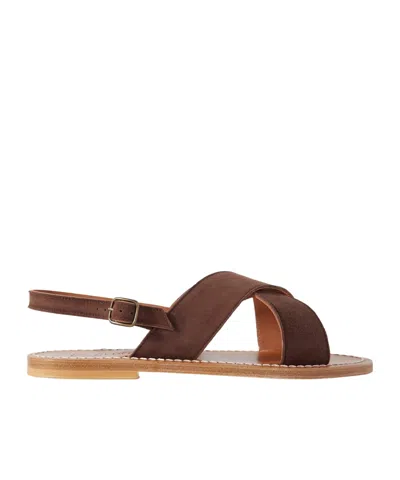 Kjacques Solid Suede Sandals In Brown