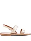 Kjacques K Jacques St Tropez Barigoule Leather Flat Sandals In Gold