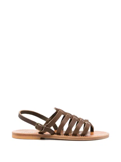 Kjacques Strappy Flat Sandals In Brown