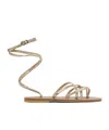 Kjacques K.jacques Flat Leather Sandals With Textured Straps In Multi