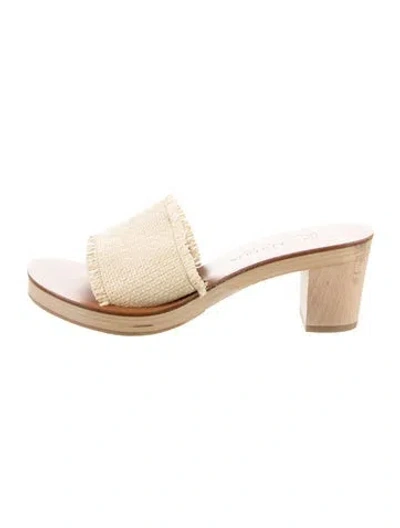 Pre-owned Kjacques Straw Slides In Neutral