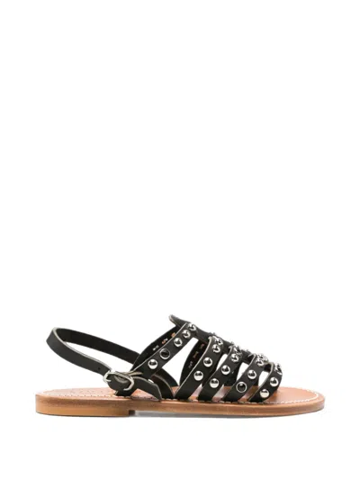 Kjacques Studded Cage Sandals In Black