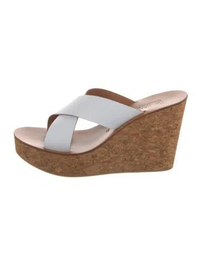 Pre-owned Kjacques Suede Colorblock Pattern Slides In Neutral