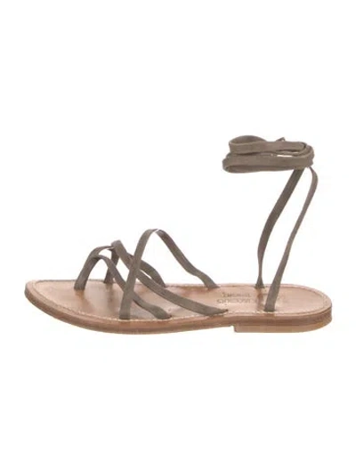 Pre-owned Kjacques Suede Gladiator Sandals In Gray