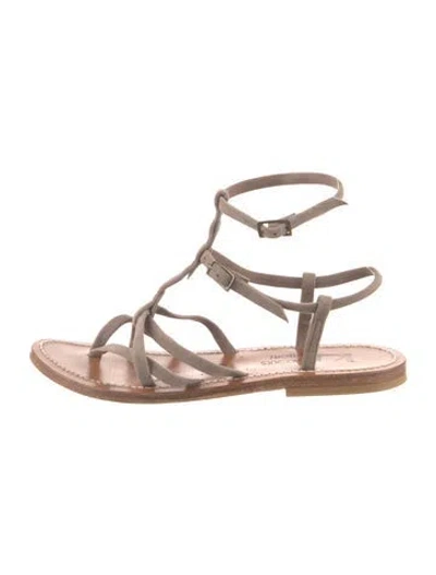 Pre-owned Kjacques Suede Gladiator Sandals In Neutral