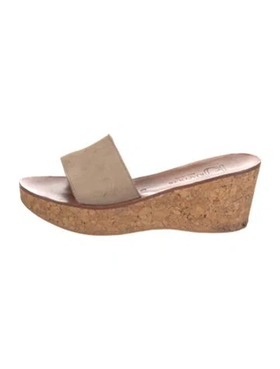 Pre-owned Kjacques Suede Slides In Black/brown