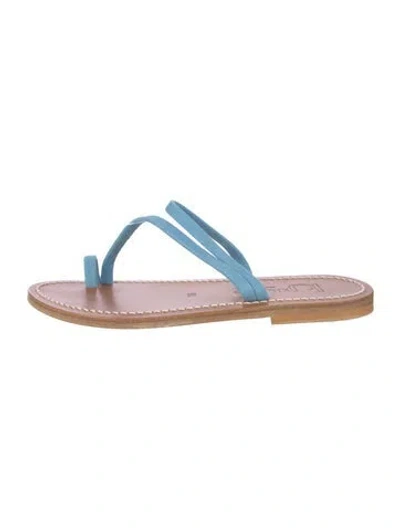 Pre-owned Kjacques Suede Slides In Blue