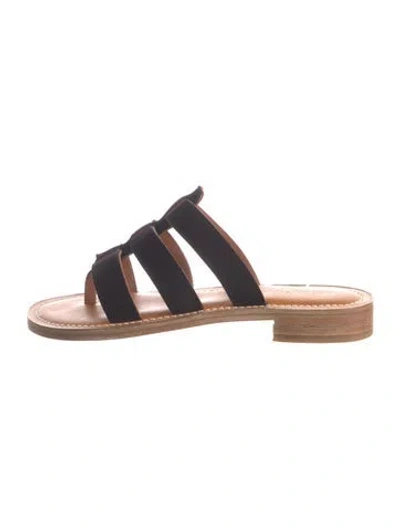 Pre-owned Kjacques Suede Slides In Brown