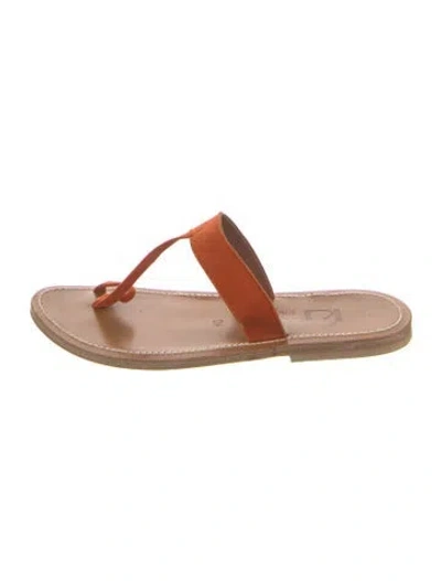 Pre-owned Kjacques Suede Slides In Brown