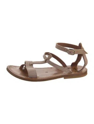 Pre-owned Kjacques Suede Slingback Sandals In Brown