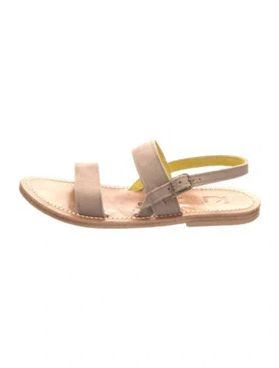 Pre-owned Kjacques Suede Slingback Sandals In Gray