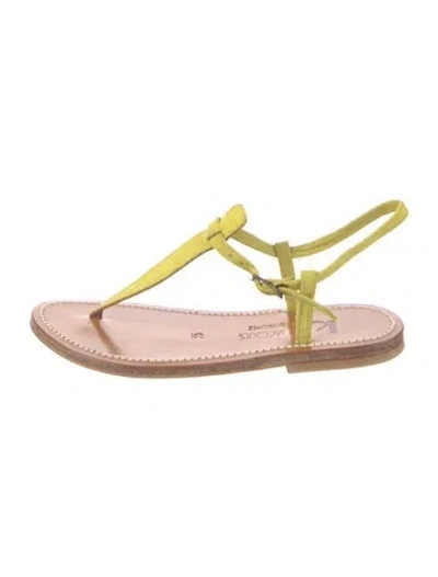 Pre-owned Kjacques Suede T-strap Sandals In Brown