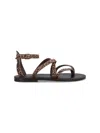 Kjacques Leopard-print Ankle-strap Sandals In Brown