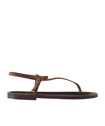 Kjacques Vassili Nubuck Thong Sandals In Brown