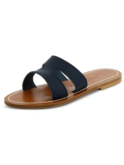 Kjacques Womens Leather Slip-on Slide Sandals In Black