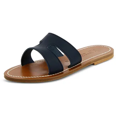 Kjacques Womens Leather Slip-on Slide Sandals In Multi
