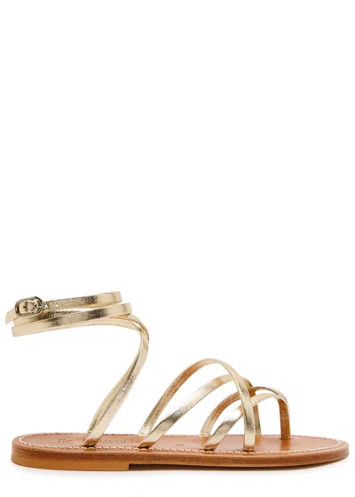 Kjacques Zenobie Cross-over Metallic Leather Sandals In Neutral