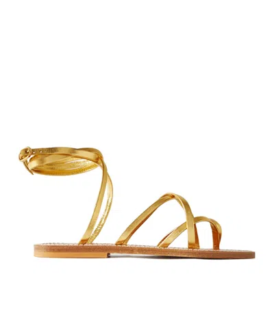 Kjacques Zenobie Metallic Leather Sandals In Gold