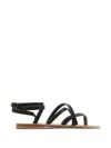 Kjacques Black Ankle Strap Sandals In Black