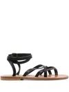 Kjacques Black Ankle Strap Sandals In Black