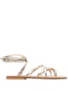 Kjacques K Jacques Metallic Leather Zenobie Flat Sandals In Gold