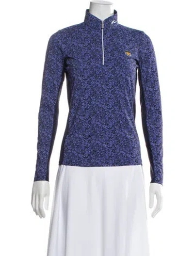 Pre-owned Kjus Floral Print Mock Neck Top In Blue