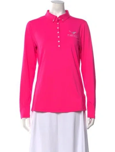 Pre-owned Kjus Graphic Print Long Sleeve Polo In Pink