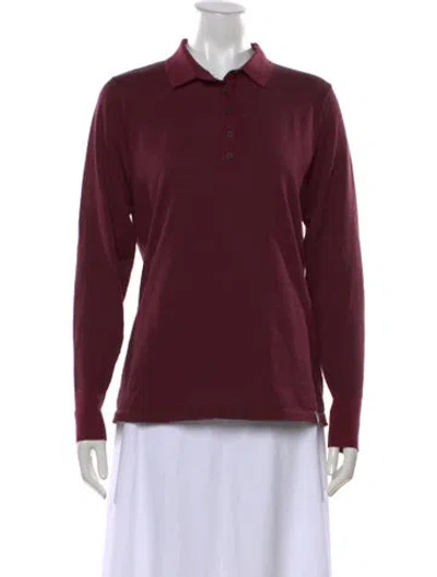 Pre-owned Kjus Long Sleeve Polo In Burgundy
