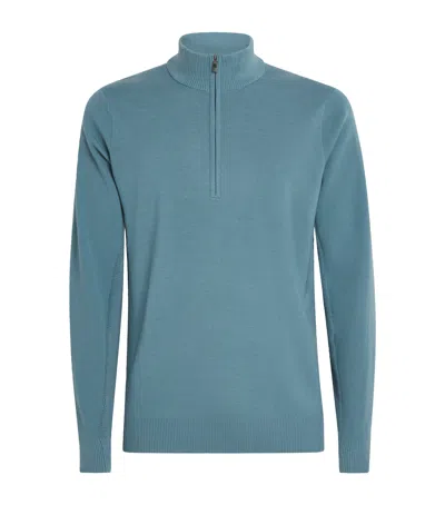 Kjus Merino Wool-blend Walker Half-zip Sweater In Blue