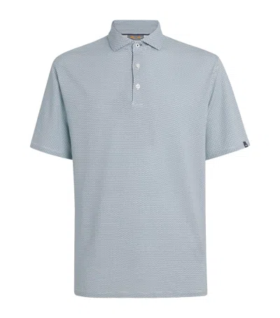 Kjus Pima Cotton Printed Hollow Polo Shirt In Blue