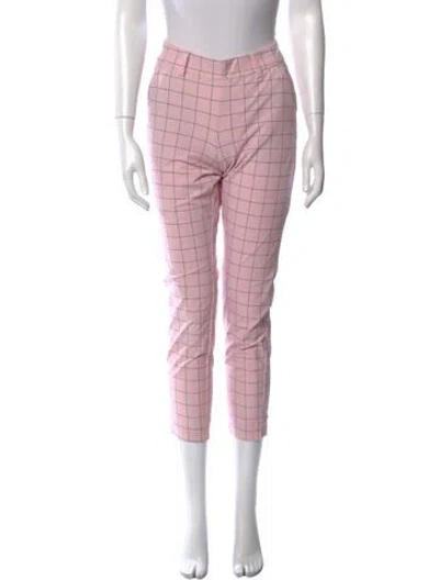Pre-owned Kjus Plaid Print Skinny Leg Pants In Pink