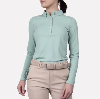 Kjus Scotscraig Polo Long Sleeve Shirt In Mineral In Blue