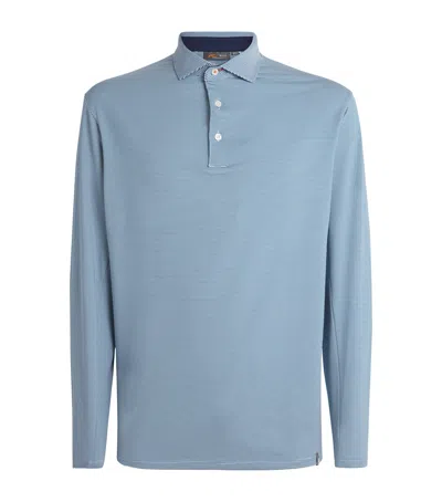 Kjus Stripe Soren Long-sleeve Polo Shirt In Blue
