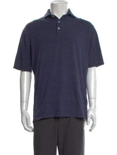 Pre-owned Kjus Striped Collar Polo Shirt In Blue
