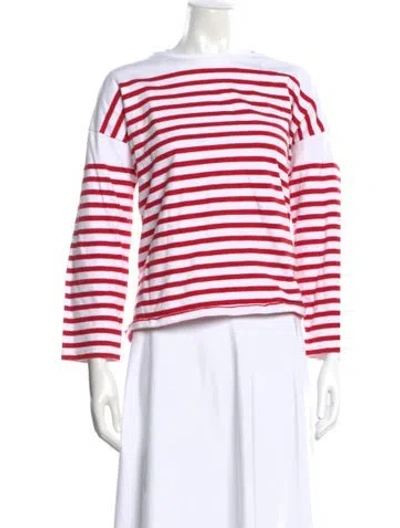 Pre-owned Kjus Striped Crew Neck Top In White